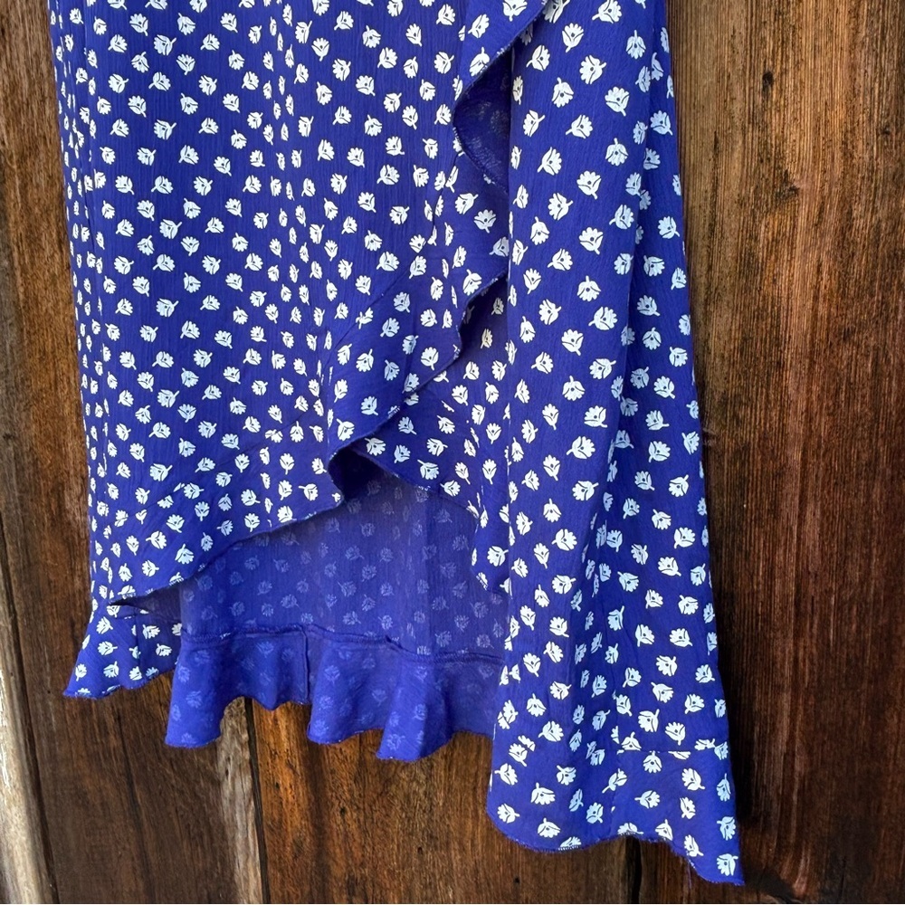 Maeve Blue and White High Low Skirt - Picture 4 of 11